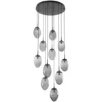 Meteo Gem Round Multi Light Pendant - Matte Black / Smoke Floret