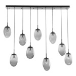 Meteo Gem Linear Multi Light Pendant - Matte Black / Smoke Floret