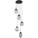 Cosmos Gem Round Multi Light Pendant - Matte Black / Smoke Floret