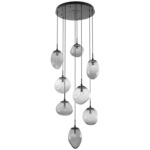 Cosmos Gem Round Multi Light Pendant - Matte Black / Smoke Floret