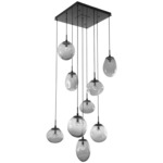 Cosmos Gem Square Multi Light Pendant - Matte Black / Smoke Floret