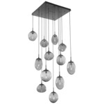 Cosmos Gem Square Multi Light Pendant - Matte Black / Smoke Geo