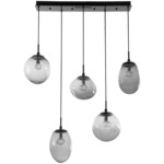 Cosmos Gem Linear Multi Light Pendant - Matte Black / Smoke Floret