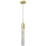 Boa Square Pendant - Brushed Brass / Clear