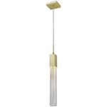 Boa Square Pendant - Brushed Brass / Clear