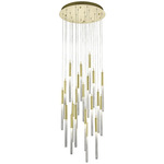 Boa Round Multi Light Pendant - Brushed Brass / Clear