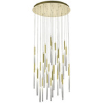 Boa Round Multi Light Pendant - Brushed Brass / Clear