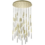 Boa Round Multi Light Pendant - Brushed Brass / Clear