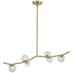 Hampton Linear Chandelier - Brushed Brass / Clear