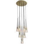 Abbey Park Multi Light Pendant - Brushed Brass / Clear