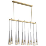 Abbey Park Linear Chandelier - Brushed Brass / Clear