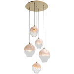 Sonoma Multi Light Pendant - Brushed Brass / White