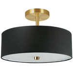 Everly Semi-Flush Mount - Aged Brass / Black