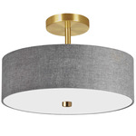 Everly Semi-Flush Mount - Aged Brass / Grey