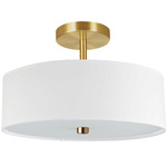 Everly Semi-Flush Mount - Aged Brass / White