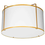 Trapezoid Drum Flush Mount - Gold / White / Gold