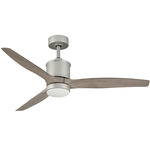 Hover Outdoor Smart Ceiling Fan with Light - Brushed Nickel / Weathered Wood