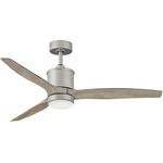 Hover Outdoor Smart Ceiling Fan with Light - Brushed Nickel / Weathered Wood