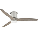 Hover Outdoor Flush Smart Ceiling Fan with Light - Brushed Nickel / Weathered Wood