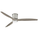 Hover Outdoor Flush Smart Ceiling Fan with Light - Brushed Nickel / Weathered Wood