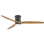Hover Outdoor Flush Smart Ceiling Fan with Light - Matte Black / Koa