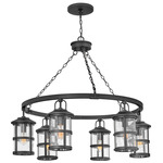 Lakehouse 120V Outdoor Chandelier - Black / Clear Seedy