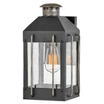 Fitzgerald 120V Outdoor Wall Light - Textured Black / Clear Seedy