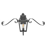 Nouvelle 120V Outdoor Scroll Wall Sconce - Blackened Brass / Clear