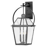 Nouvelle 120V Outdoor Pendant Wall Sconce - Blackened Brass / Clear