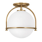 Somerset Semi Flush Ceiling Light - Heritage Brass / Etched Opal
