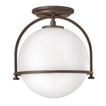 Somerset Semi Flush Ceiling Light - Buckeye Bronze / Etched Opal