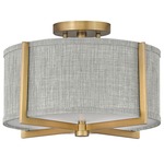 Axis Semi Flush Ceiling Light - Heritage Brass / Heather Gray