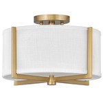 Axis Semi Flush Ceiling Light - Heritage Brass / Off White