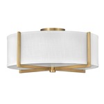 Axis Semi Flush Ceiling Light - Heritage Brass / Off White