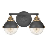 Fletcher Bathroom Vanity Light - Heritage Brass / Black / Clear Seedy