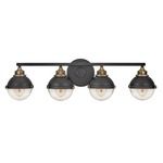 Fletcher Bathroom Vanity Light - Heritage Brass / Black / Clear Seedy