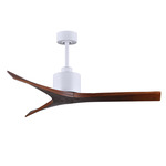 Mollywood Ceiling Fan - Matte White / Walnut Tone