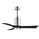 Patricia Ceiling Fan With Light - Polished Chrome / Matte Black