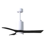 Patricia Ceiling Fan With Light - Gloss White / Matte Black