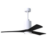 Patricia Ceiling Fan With Light - Gloss White / Matte Black