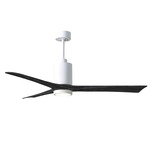 Patricia Ceiling Fan With Light - Gloss White / Matte Black
