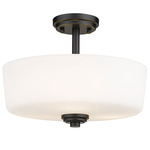 Arlington Semi Flush Ceiling Light - Matte Black / Matte Opal / Matte Opal