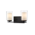 Willow Bathroom Vanity Light - Matte Black / Matte Opal