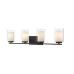 Willow Bathroom Vanity Light - Matte Black / Matte Opal