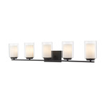 Willow Bathroom Vanity Light - Matte Black / Matte Opal