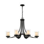 Willow Oval Chandelier - Matte Black / Clear/ Opal