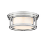 Willow Round Ceiling Flush Light - Brushed Nickel / Matte Opal