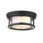 Willow Round Ceiling Flush Light - Matte Black / Matte Opal