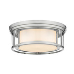 Willow Round Ceiling Flush Light - Brushed Nickel / Matte Opal