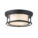 Willow Round Ceiling Flush Light - Matte Black / Matte Opal